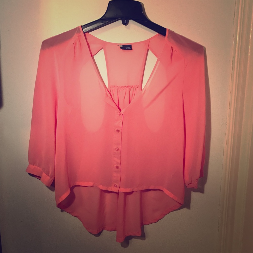 Pink sheer top